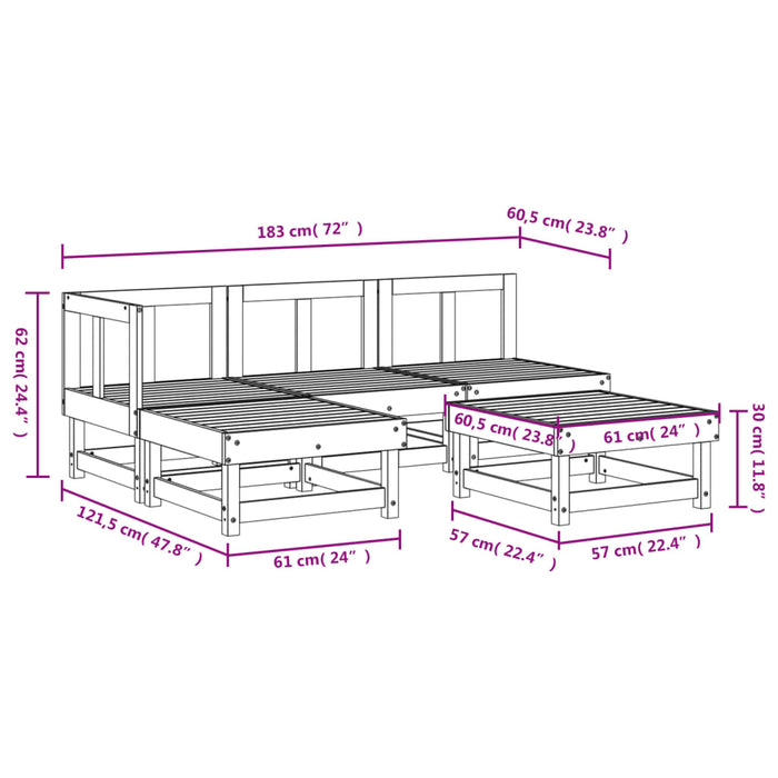 Set mobilier relaxare pentru grădină 5 piese lemn de pin tratat - WALTI WALTI