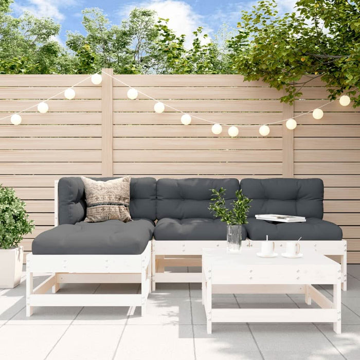 Set mobilier relaxare de grădină 5 piese alb lemn masiv de pin - WALTI WALTI