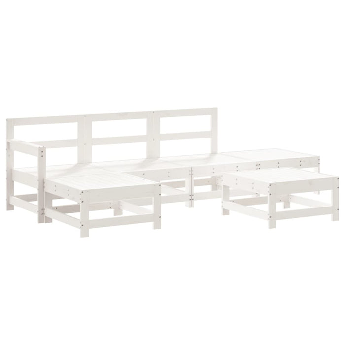 Set mobilier de grădină, 6 piese, alb, lemn masiv pin WALTI