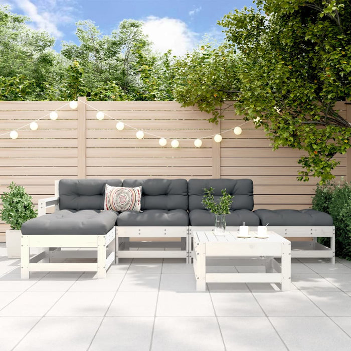 Set mobilier de grădină, 6 piese, alb, lemn masiv pin WALTI