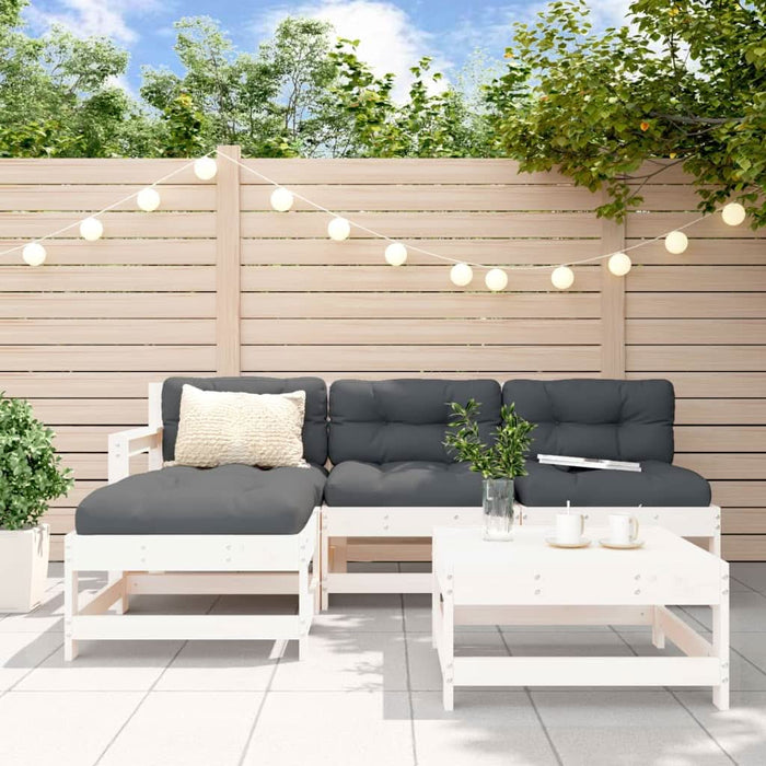 Set mobilier relaxare de grădină 5 piese alb lemn masiv de pin - WALTI WALTI