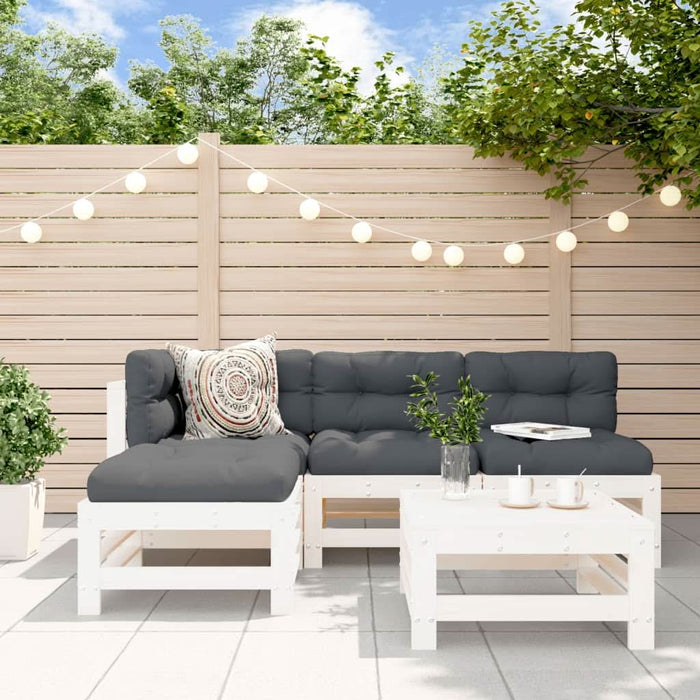 Set mobilier relaxare de grădină 5 piese alb lemn masiv de pin - WALTI WALTI