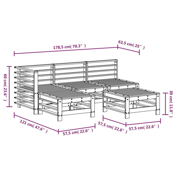Set mobilier relaxare pentru grădină 5 piese lemn de pin tratat - WALTI WALTI