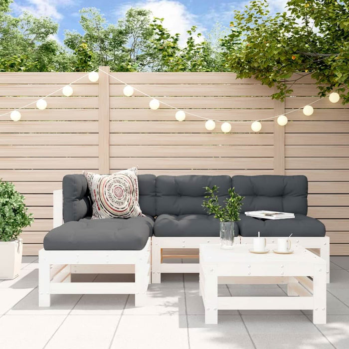 Set mobilier relaxare de grădină 5 piese alb lemn masiv de pin - WALTI WALTI