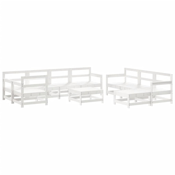 Set mobilier relexare grădină, 10 piese, alb, lemn masiv de pin WALTI