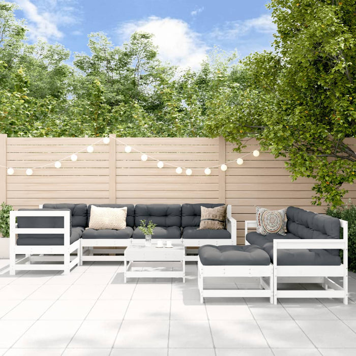 Set mobilier relexare grădină, 10 piese, alb, lemn masiv de pin WALTI