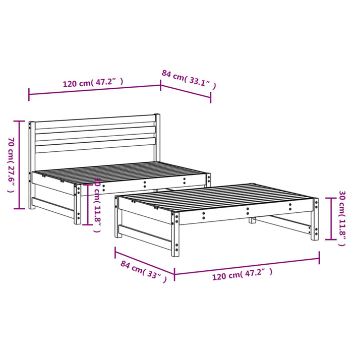 Set mobilier relaxare grădină, 2 piese, lemn masiv Douglas - WALTI WALTI