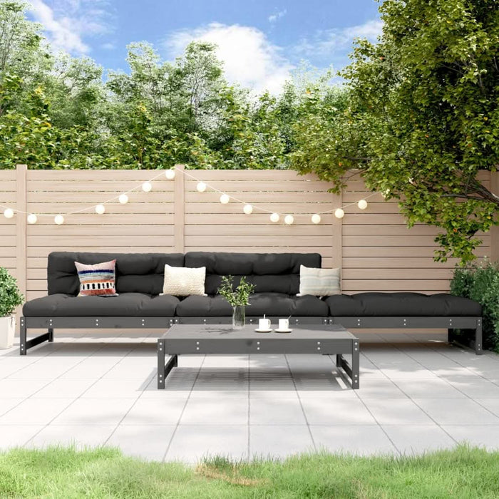 Set mobilier relaxare de grădină, 4 piese, gri, lemn masiv pin - WALTI WALTI