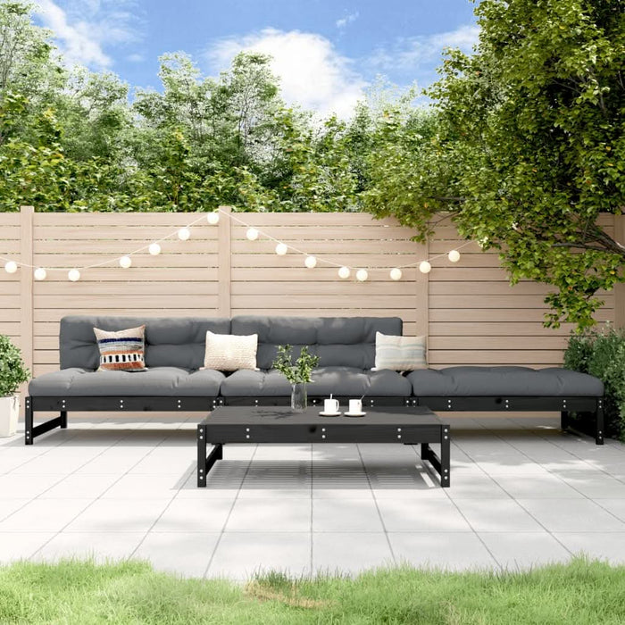 Set mobilier relaxare de grădină 4 piese, negru, lemn masiv pin - WALTI WALTI