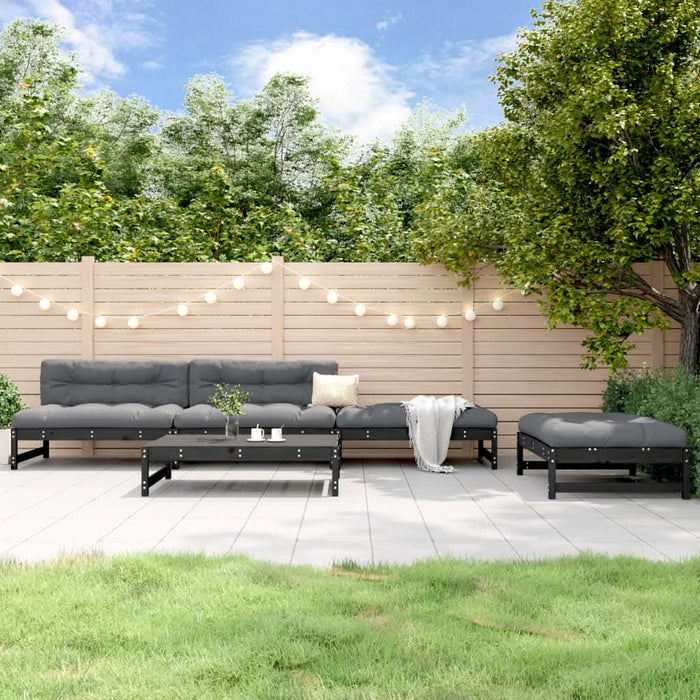 Set Set mobilier relaxare grădină 5 piese negru lemn masiv pin - WALTI WALTI