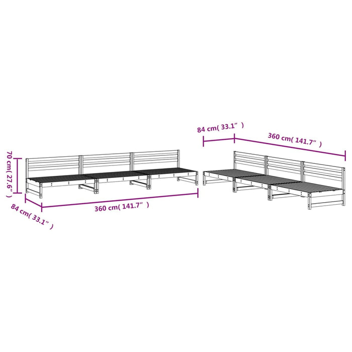 Set mobilier de grădină, 6 piese, alb, lemn masiv pin - WALTI WALTI