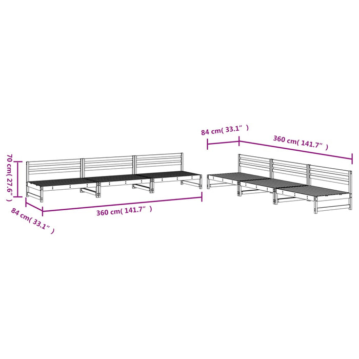 Set mobilier grădină, 6 piese, maro miere, lemn masiv de pin WALTI