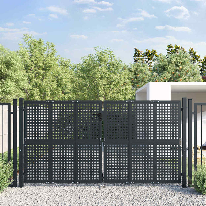 Poartă de grădină antracit 300x125 cm oțel - WALTI WALTI