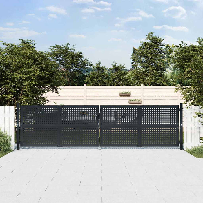 Poartă de grădină antracit 400x125 cm oțel WALTI