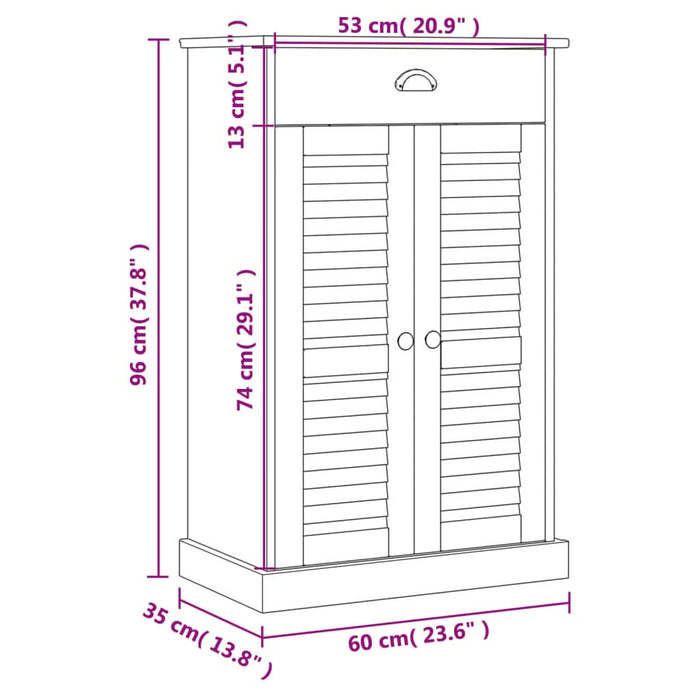 Dulap de pantofi VIGO, alb, 60x35x96 cm, lemn masiv de pin - WALTI WALTI