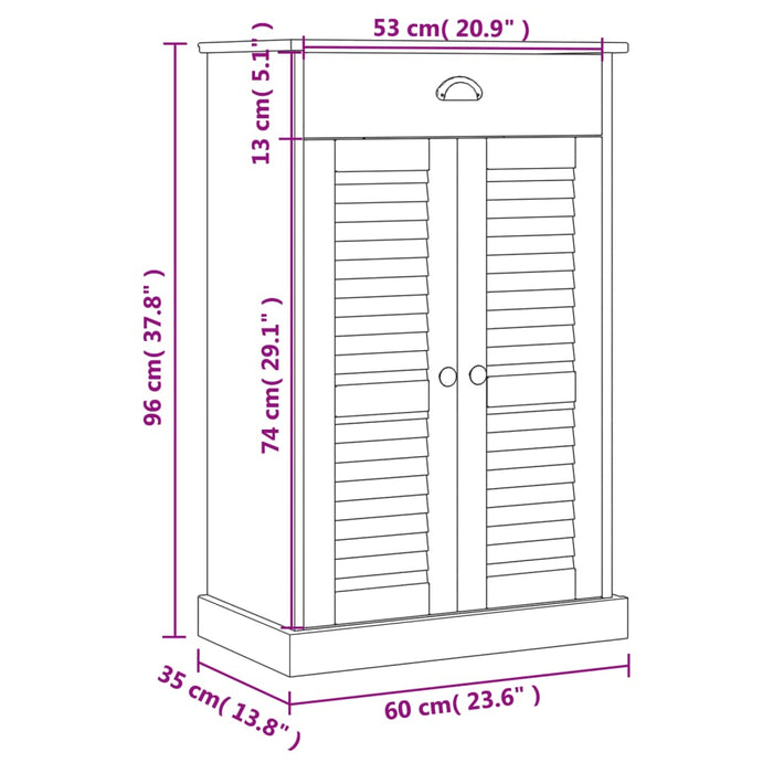 Dulap de pantofi VIGO, gri, 60x35x96 cm, lemn masiv de pin - WALTI WALTI