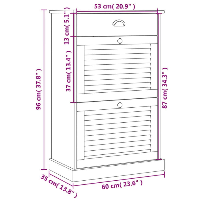 Dulap de pantofi VIGO, 60x35x96 cm, alb, lemn masiv de pin - WALTI WALTI