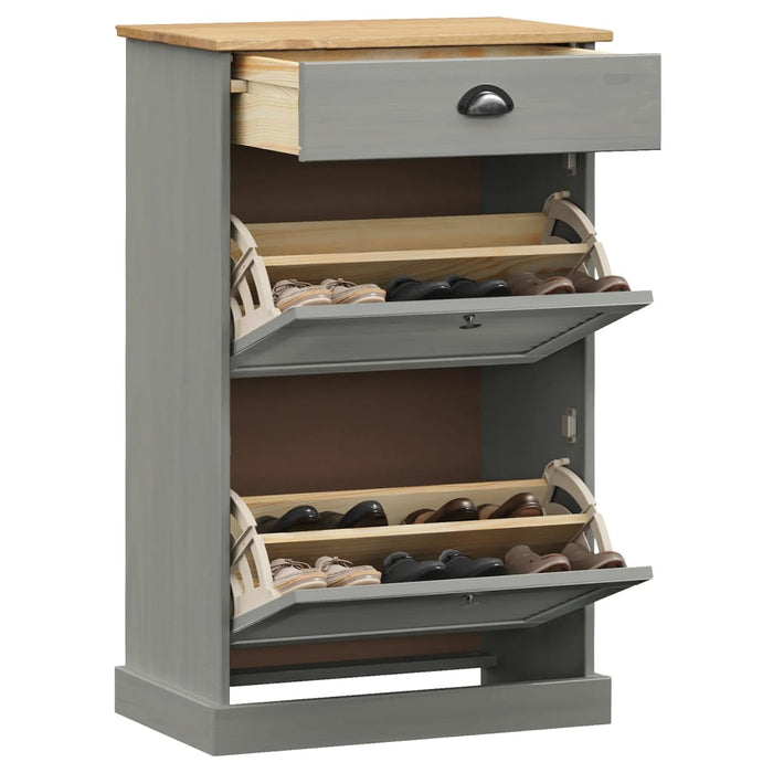 Dulap de pantofi VIGO, 60x35x96 cm, gri, lemn masiv de pin WALTI