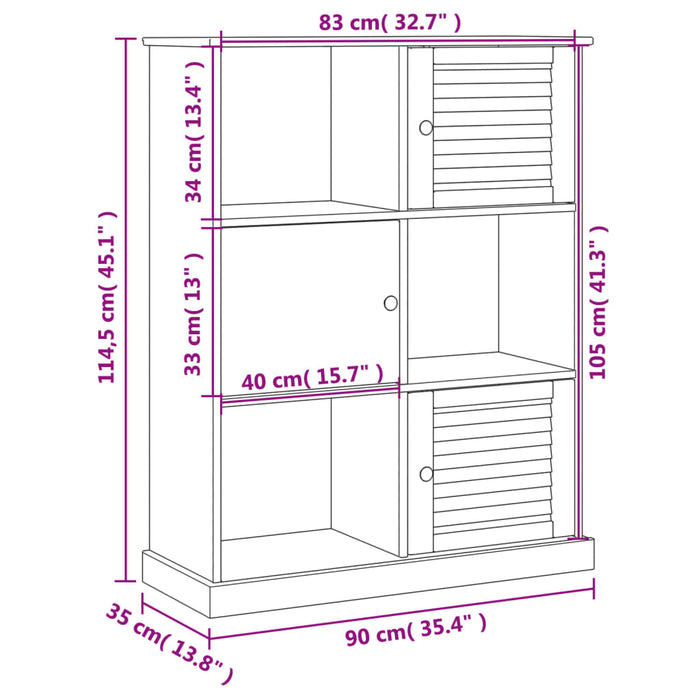 Bibliotecă VIGO, alb, 90x35x114,5 cm, lemn masiv de pin - WALTI WALTI