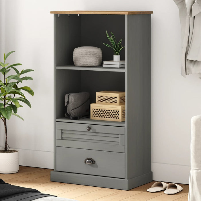 Bibliotecă VIGO, gri, 60x35x114,5 cm, lemn masiv de pin WALTI