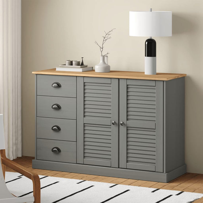 Servantă cu sertare VIGO, gri, 113x40x75 cm, lemn masiv de pin - WALTI WALTI