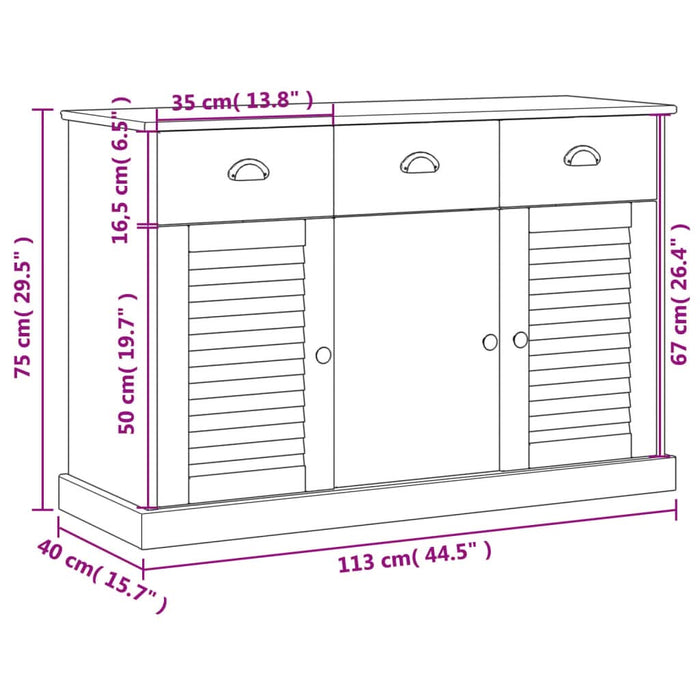 Servantă cu sertare VIGO, 113x40x75 cm, lemn masiv de pin - WALTI WALTI