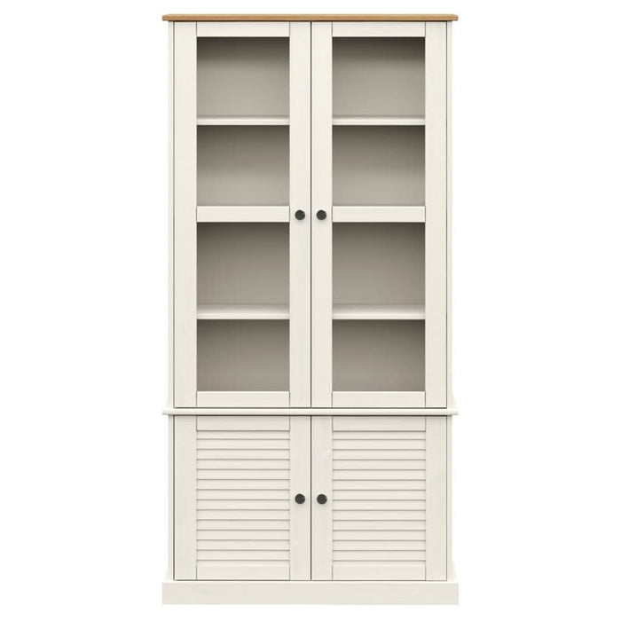 Vitrină de sticlă VIGO, alb, 85x35x170 cm, lemn masiv de pin - WALTI WALTI
