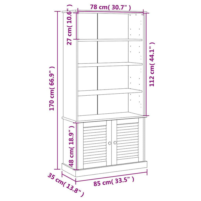 Bibliotecă VIGO, 85x35x170 cm, lemn masiv de pin - WALTI WALTI