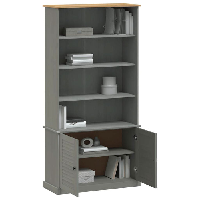 Bibliotecă „VIGO”, gri, 85x35x170 cm, lemn masiv de pin - WALTI WALTI