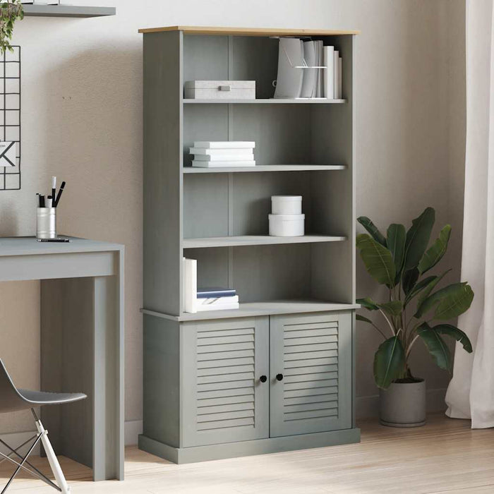 Bibliotecă „VIGO”, gri, 85x35x170 cm, lemn masiv de pin - WALTI WALTI