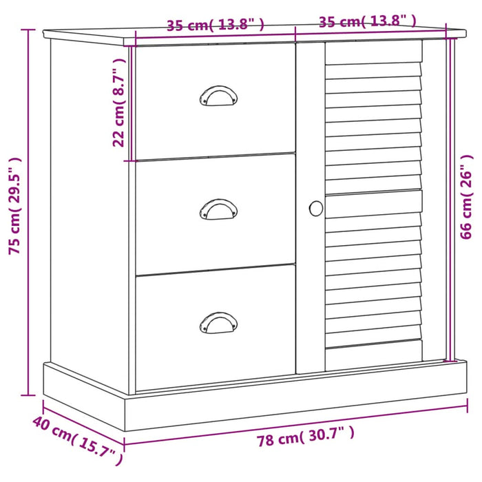 Servantă cu sertare VIGO, 78x40x75 cm, lemn masiv de pin - WALTI WALTI