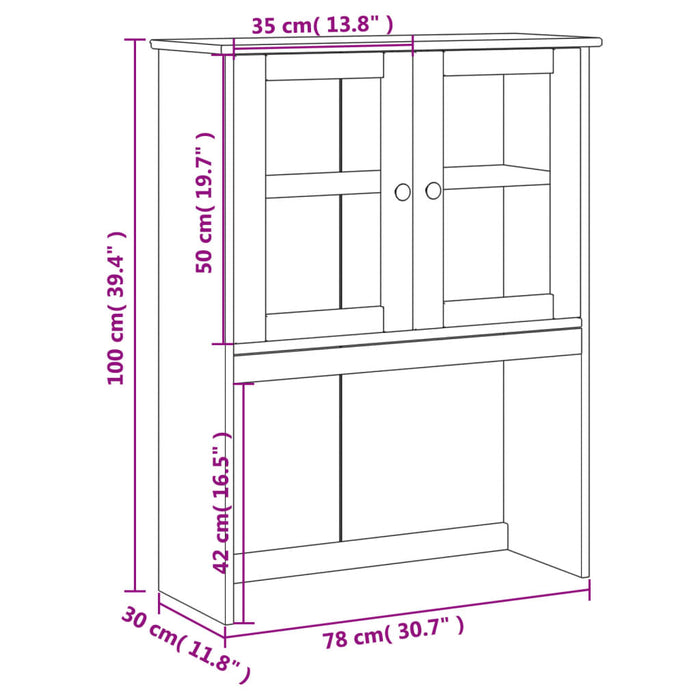 Dulap superior comodă „VIGO”, alb, 78x30x100 cm, lemn masiv pin - WALTI WALTI