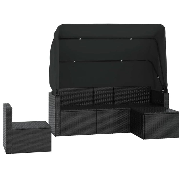 Set mobilier de grădină cu perne, 4 piese, negru, poliratan - WALTI WALTI