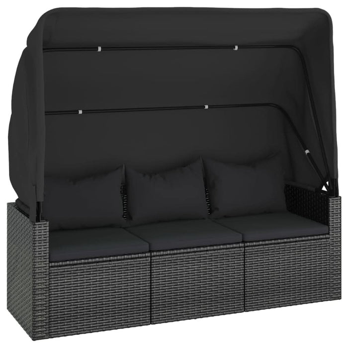 Set mobilier de grădină cu perne, 4 piese, negru, poliratan - WALTI WALTI