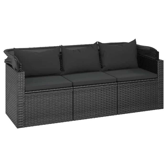 Set mobilier de grădină cu perne, 4 piese, negru, poliratan - WALTI WALTI