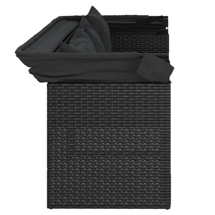 Set mobilier de grădină cu perne, 4 piese, negru, poliratan - WALTI WALTI