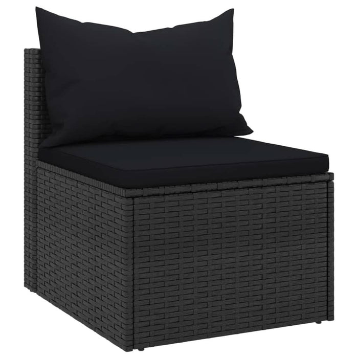 Set mobilier de grădină cu perne, 4 piese, negru, poliratan - WALTI WALTI