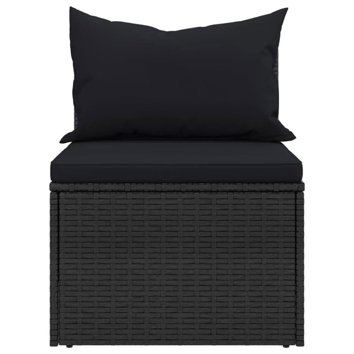 Set mobilier de grădină cu perne, 4 piese, negru, poliratan - WALTI WALTI