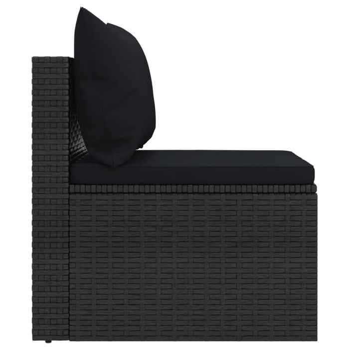 Set mobilier de grădină cu perne, 4 piese, negru, poliratan - WALTI WALTI