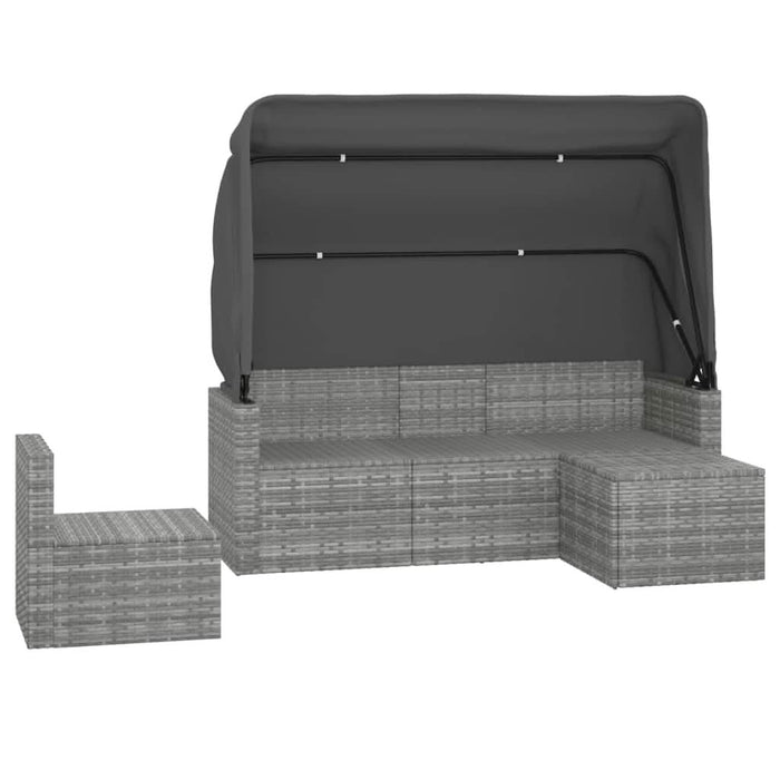 Set canapea de grădină cu perne, 4 piese, gri, poliratan - WALTI WALTI