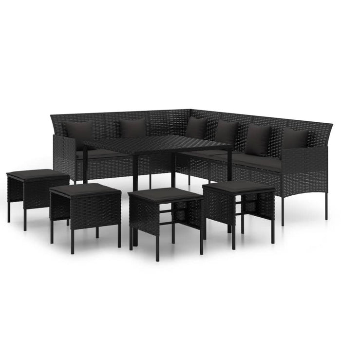 Set mobilier de grădină cu perne, 6 piese, negru, poliratan - WALTI WALTI