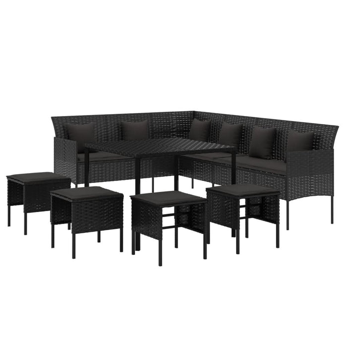 Set mobilier de grădină cu perne, 6 piese, negru, poliratan - WALTI WALTI