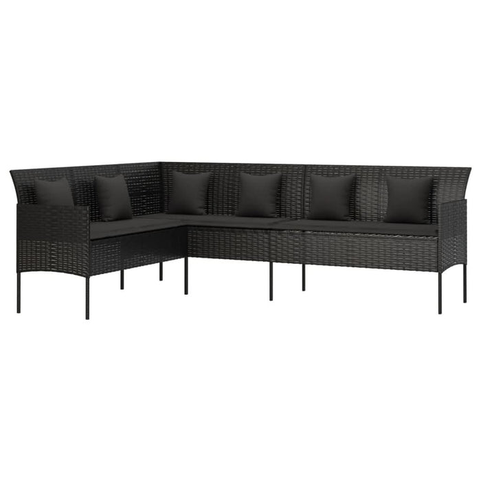 Set mobilier de grădină cu perne, 6 piese, negru, poliratan - WALTI WALTI