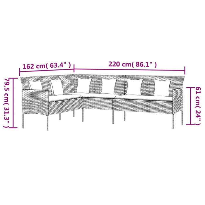 Set mobilier de grădină cu perne, 6 piese, negru, poliratan - WALTI WALTI