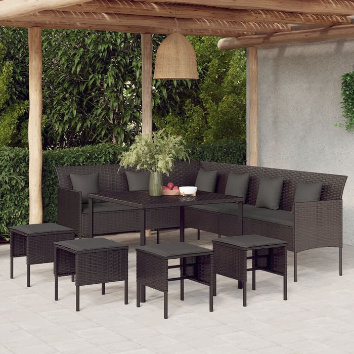 Set mobilier de grădină cu perne, 6 piese, negru, poliratan - WALTI WALTI