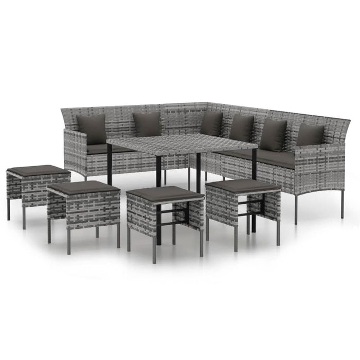 Set mobilier de grădină cu perne, 6 piese, gri, poliratan - WALTI WALTI