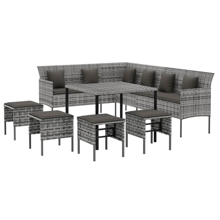 Set mobilier de grădină cu perne, 6 piese, gri, poliratan - WALTI WALTI