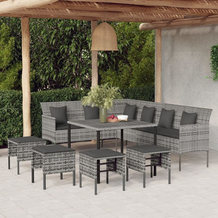 Set mobilier de grădină cu perne, 6 piese, gri, poliratan - WALTI WALTI