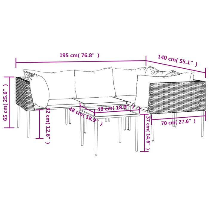 Set mobilier de grădină cu perne, 5 piese, gri, poliratan WALTI