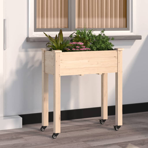 Jardinieră cu roți și căptușeală 71x37x80 cm lemn masiv de brad - WALTI WALTI